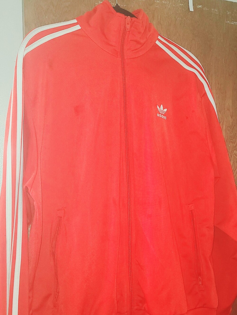 adidas Red Track Jacket with White 3-Stripes